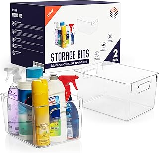 Clear Plastic Storage Bins for Kitchen, Closet, Garage