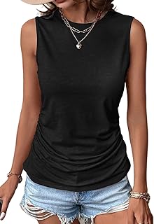 Women's Ruched Sleeveless Tank Top for Summer