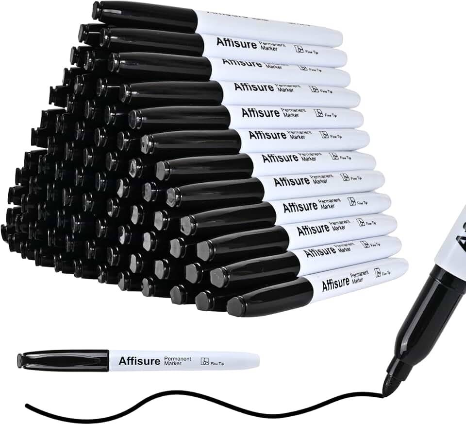 Bulk pack of 100 quick-drying waterproof permanent markers