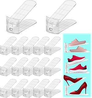 20-Pack Adjustable Double Deck Shoe Organizer for Closet