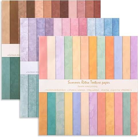 72 Sheets Double-Sided Summer Boho Patterned Scrapbook Paper