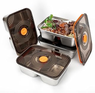 Set of 4 stainless steel food storage containers with leak-proof lids