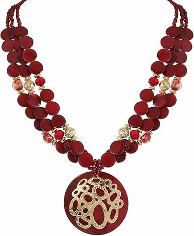 Colorful layered shell pendant and earrings jewelry set