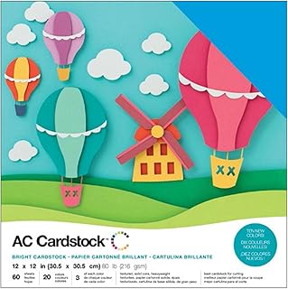 12x12 Textured Cardstock Paper Pack, 60 Sheets in 20 Colors