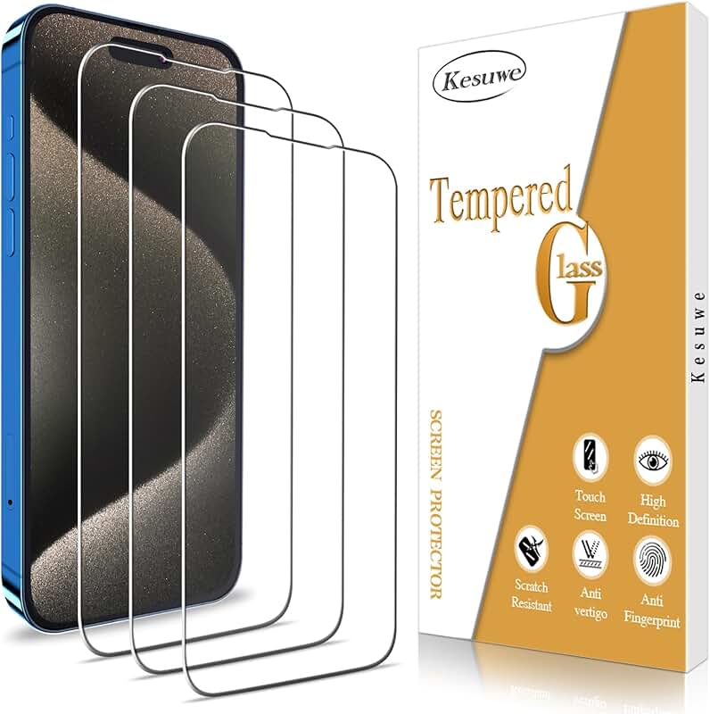 Three-pack tempered glass screen protectors for iPhone 15 Pro Max