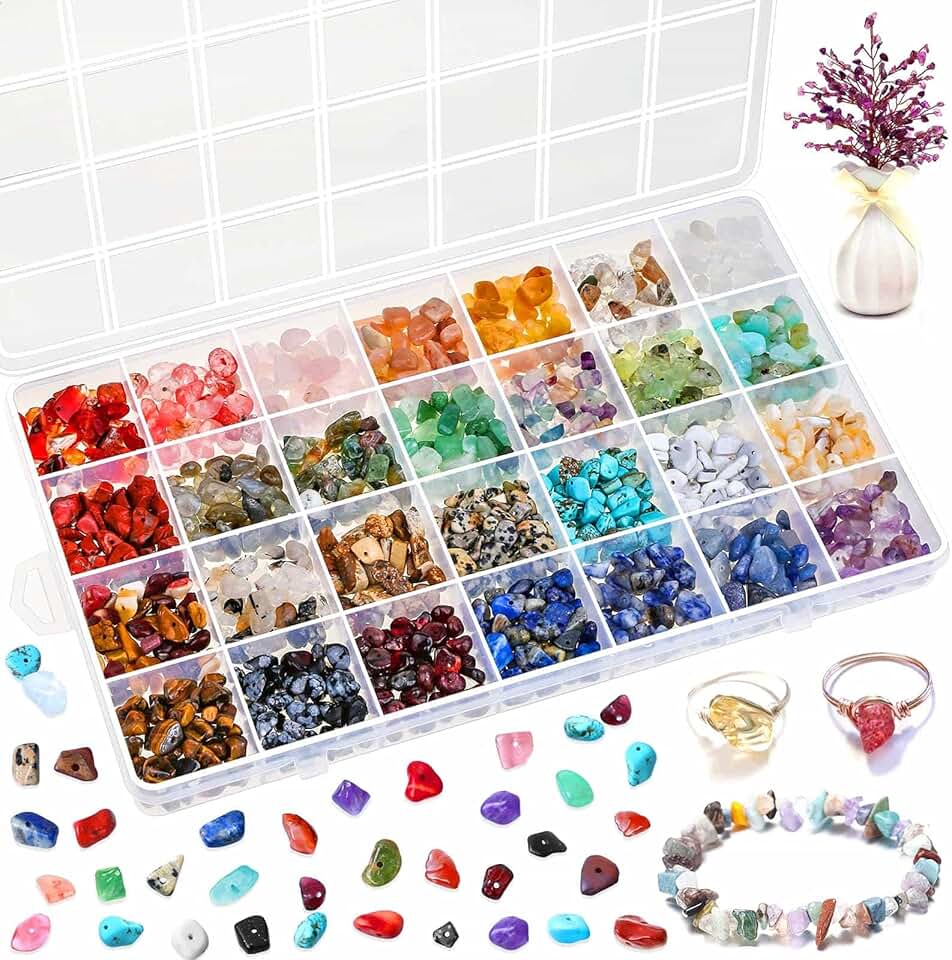 Crystal Chips Beads for Jewelry Making, 28 Colors, Ring and Bracelet Supplies