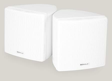 White commercial speakers with swivel mount and 2-way sound