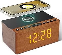 Wooden Bluetooth Speaker with Alarm Clock and Wireless Charging
