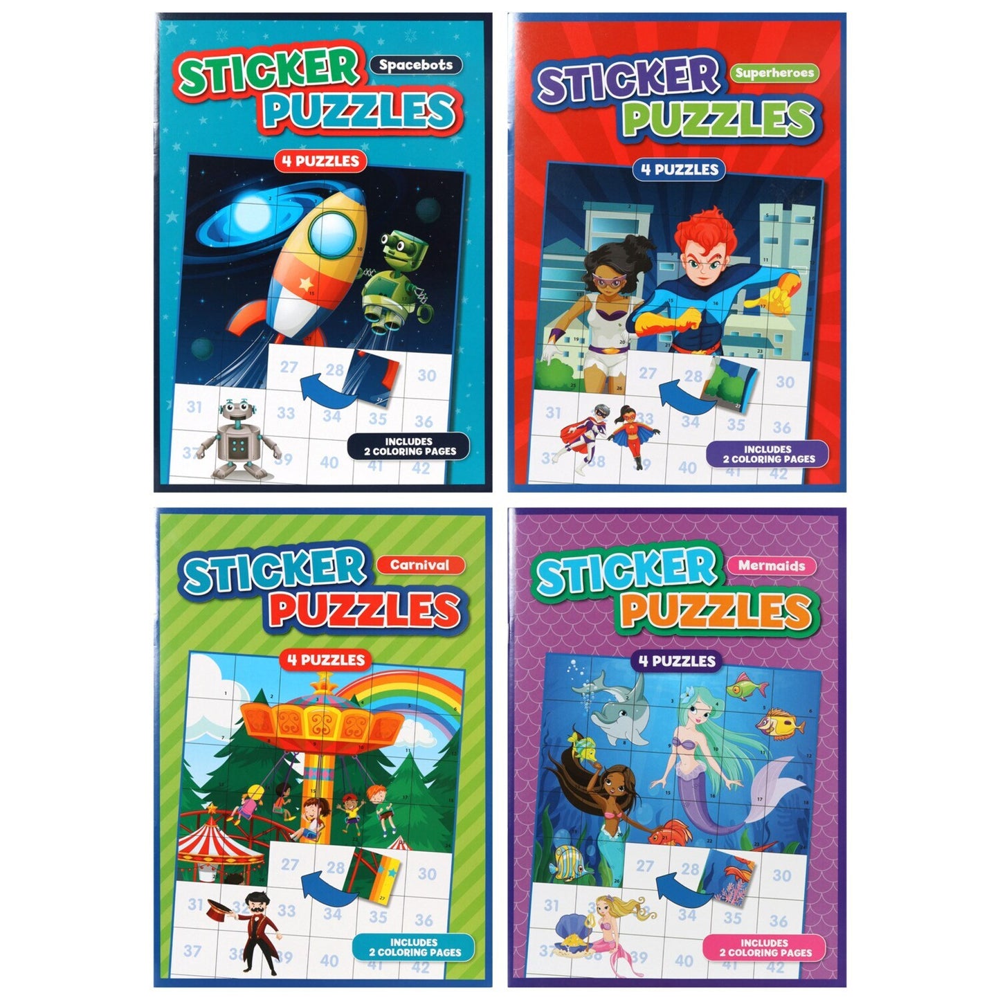 Kids Sticker Puzzle Books, 12 Pages (Pack of 24)
