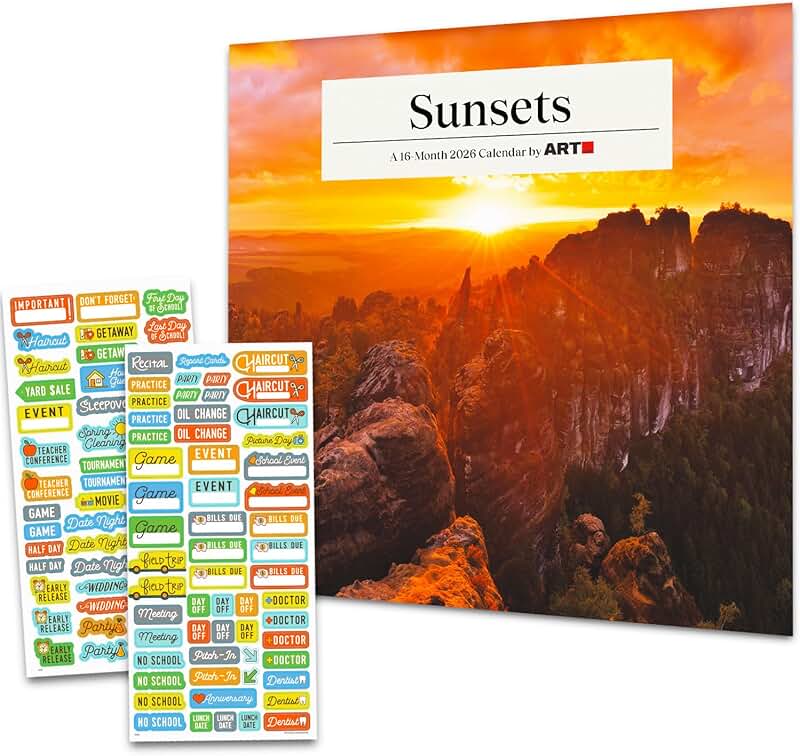 Mini Sunset Calendar 2026 with Reminder Stickers