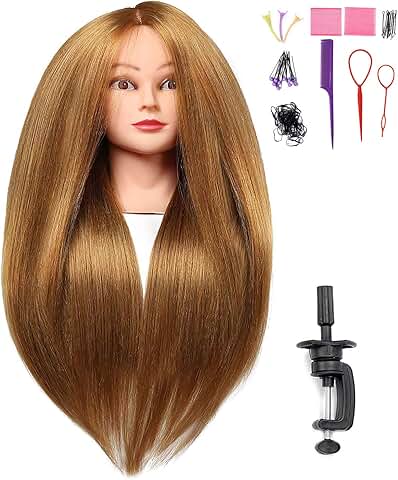 Long Hair Mannequin Head with Tools for Practice