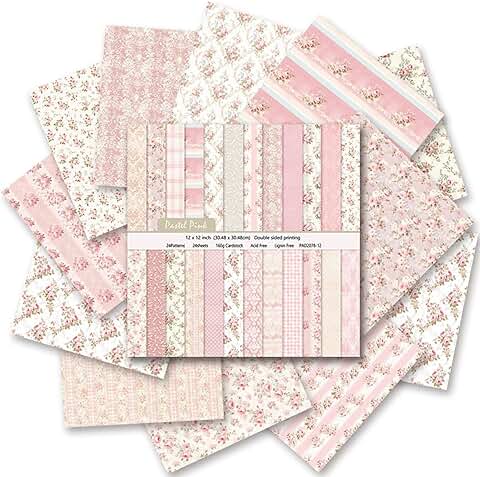 Vintage floral scrapbook paper, 24 pages, 12"x12"