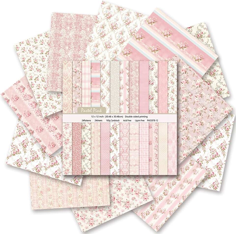 Vintage floral scrapbook paper, 24 pages, 12"x12"