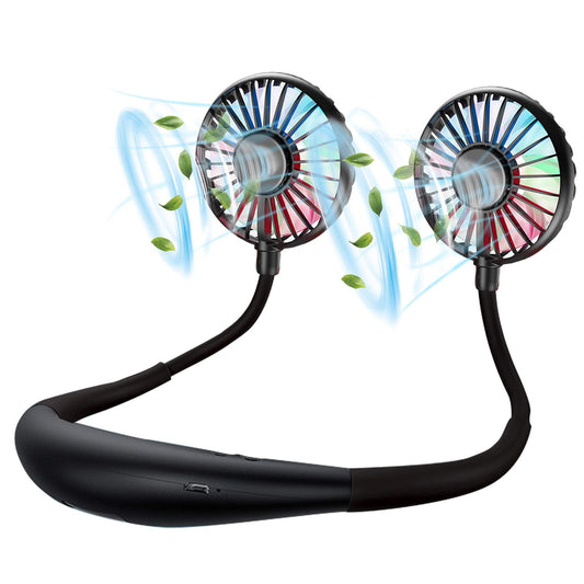 Neck fan with 2600mAh rechargeable battery, portable hands-free wearable fan for outdoor use