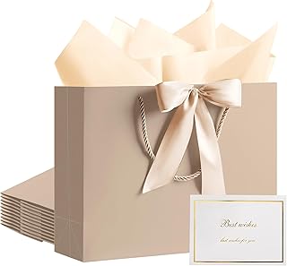 Set of 10 luxury gift bags with tissue paper and greeting cards