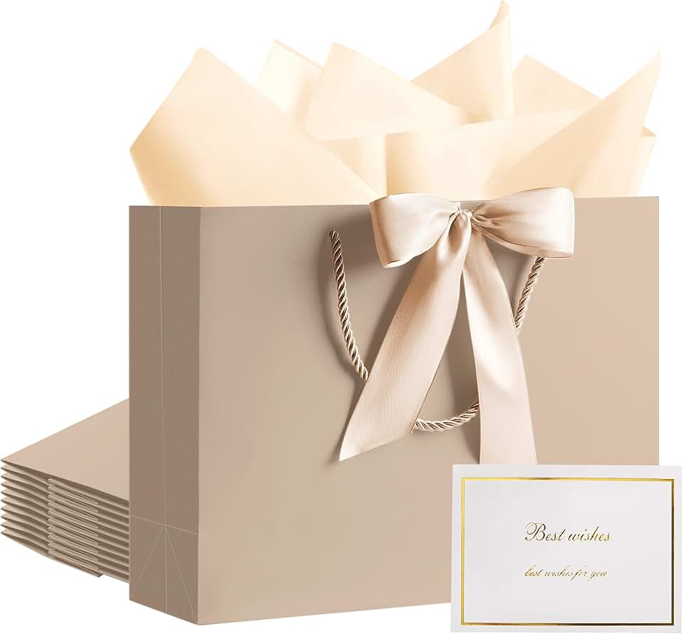 Set of 10 luxury gift bags with tissue paper and greeting cards