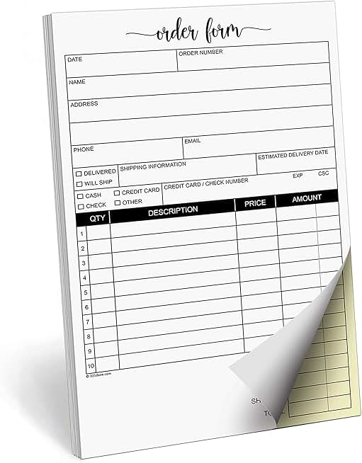 Order Form Pad, 5.5x8.5, 2-Part Carbonless, 50 Sets