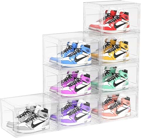 Eight Clear Drop Side Shoe Storage Boxes