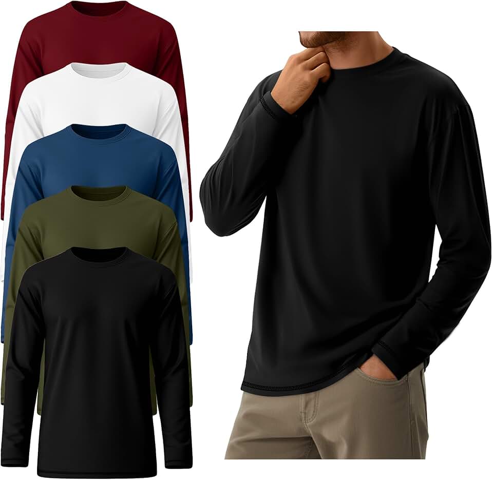 Set of five men's long sleeve crew neck shirts