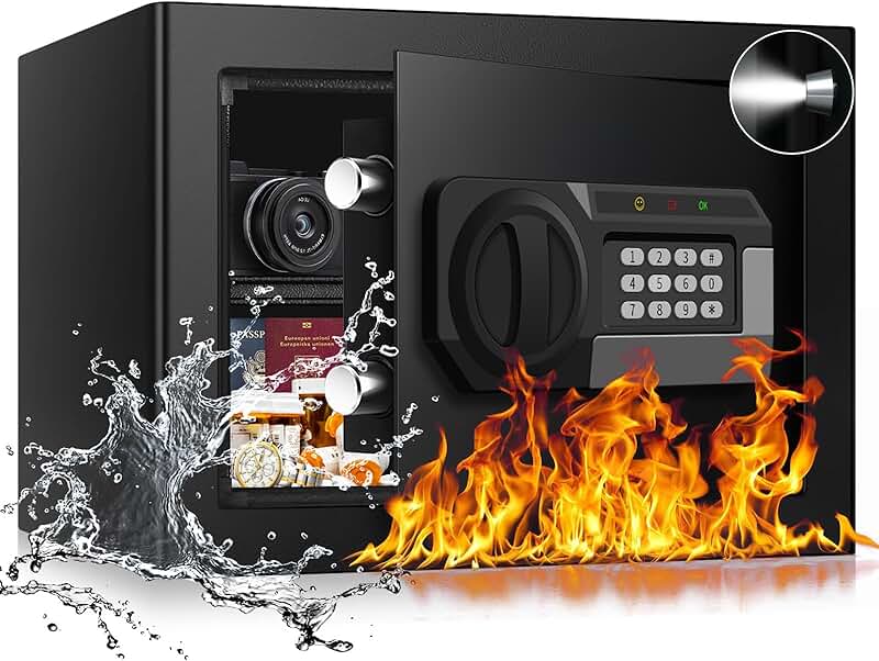 Small Fireproof Safe Box with Digital Lock and Shelf