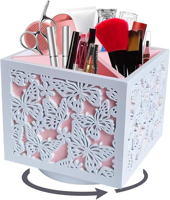 Rotating Butterfly Makeup Brush and Pen Organizer