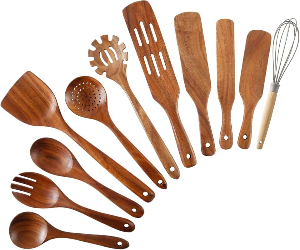 11-Piece Wooden Kitchen Utensil Set