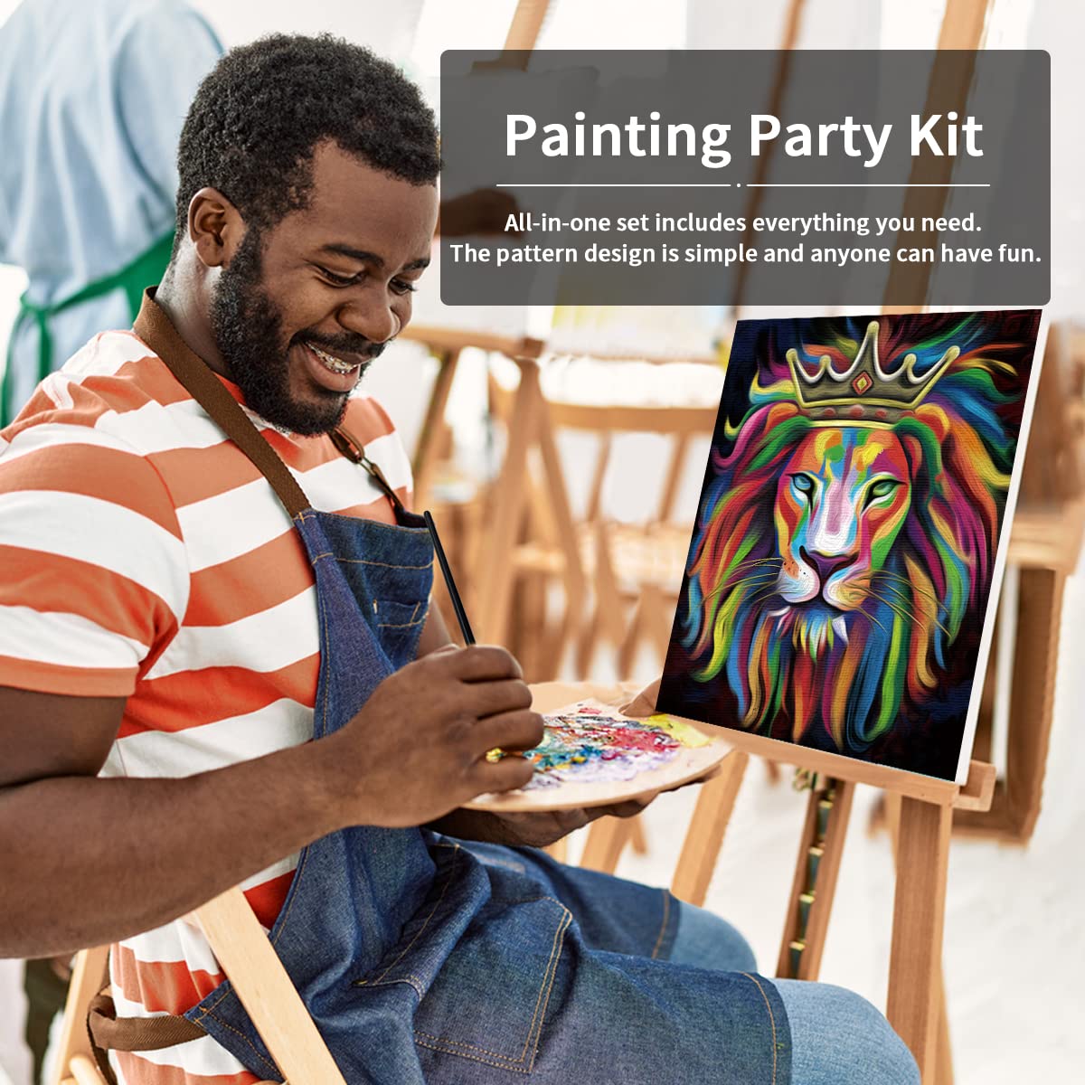 Pre-Drawn Canvas Painting Kit 8x10 with Neon Paints