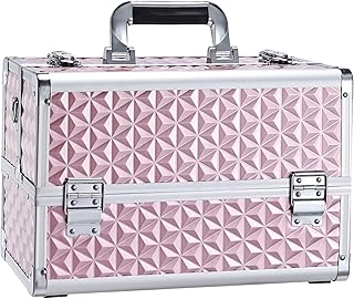 Portable Makeup Train Case with Adjustable Dividers