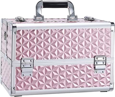 Portable Makeup Train Case with Adjustable Dividers