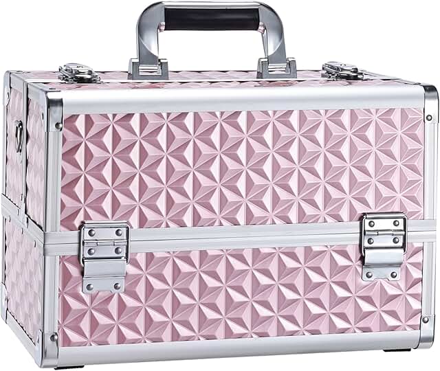 Portable Makeup Train Case with Adjustable Dividers