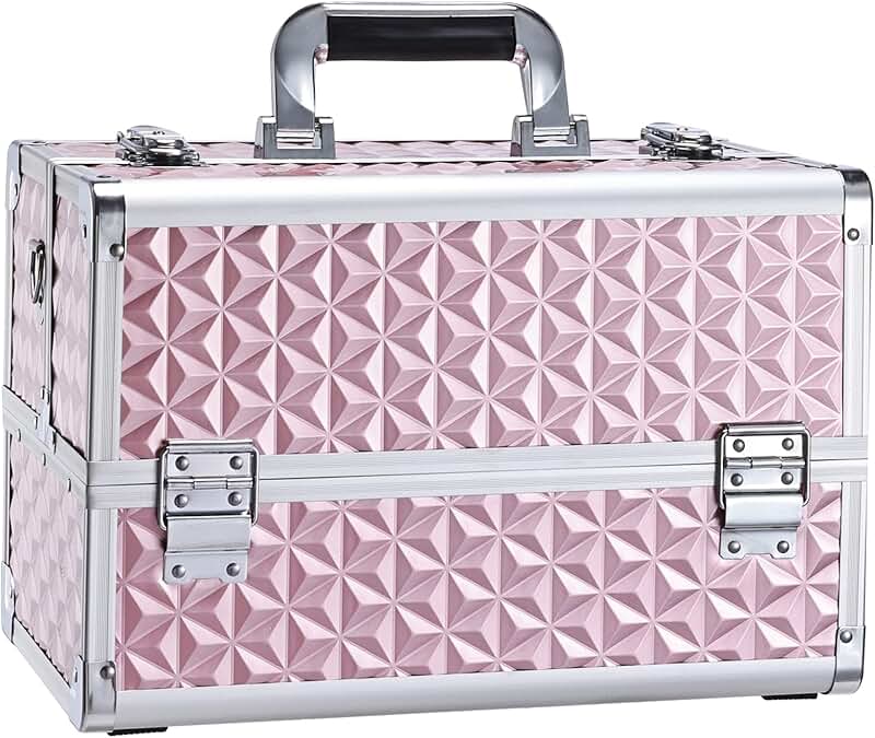 Portable Makeup Train Case with Adjustable Dividers