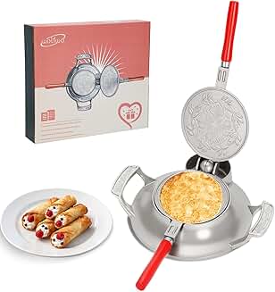 Traditional Krumkake and Waffle Iron for Gas and Electric Stoves