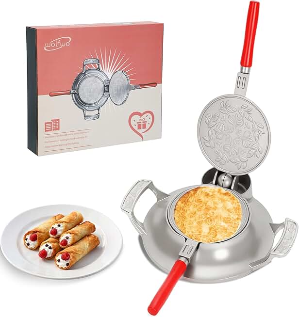 Traditional Krumkake and Waffle Iron for Gas and Electric Stoves