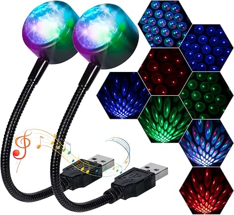 USB Car Roof Star Lights, 4 Colors, 9 Modes, 2 Pack