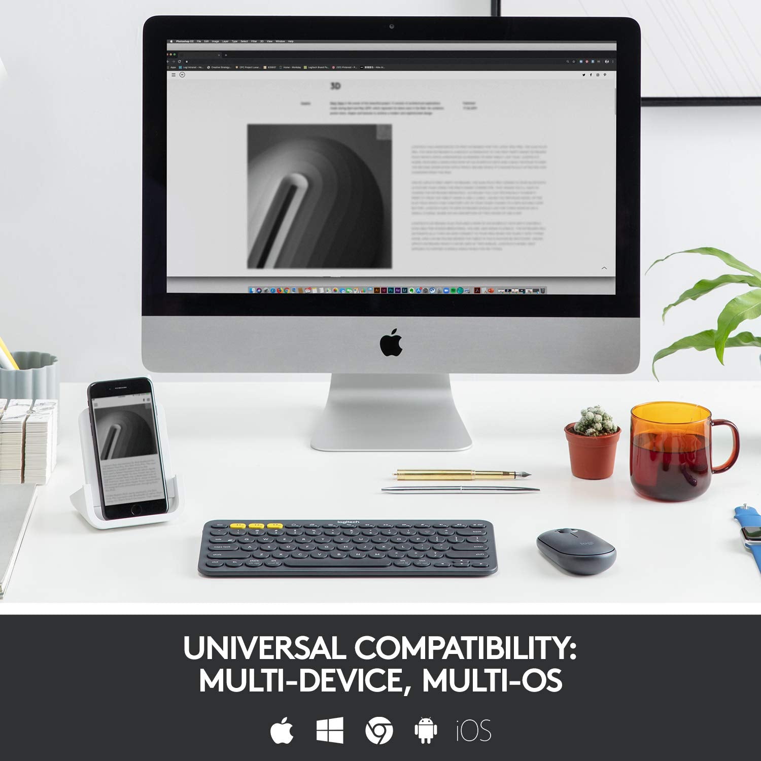 K380 Multi-Device Bluetooth Keyboard - Windows, Mac, Chrome OS, Android, iPad, iPhone, Apple TV Compatible - with Flow Cross-Computer Control and Easy-Switch up to 3 Devices - Dark Grey