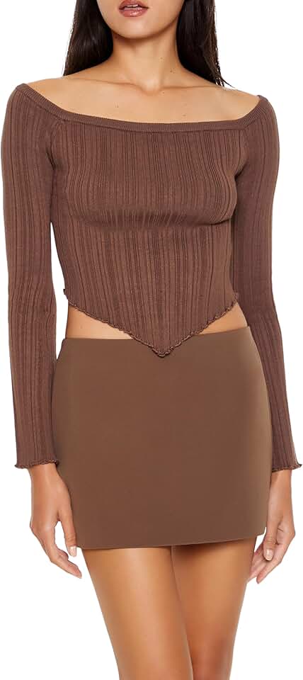 Women's V-Hem Off-The-Shoulder Sweater