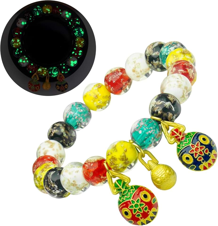 Colorful Gray Glaze Glow-in-the-Dark Gold Beast Guardian Bracelet