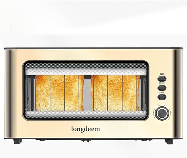 Two-Slice Clear View Toaster with Long Slots and Auto Shut Off