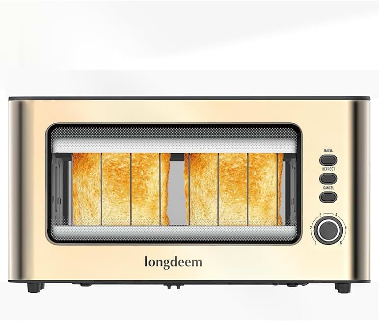 Two-Slice Clear View Toaster with Long Slots and Auto Shut Off