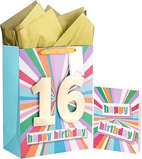 Large 13-inch Birthday Gift Bag with Card and Tissue