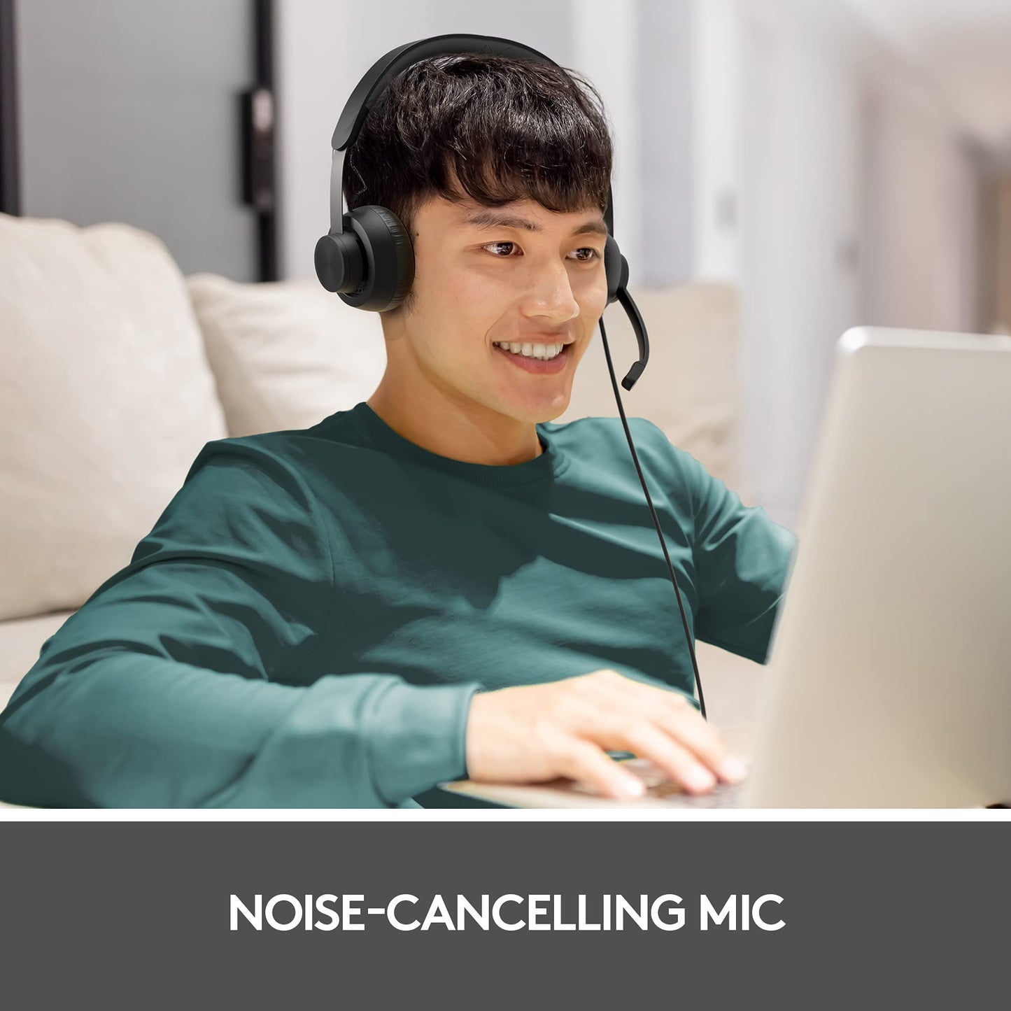Zone Wired Noise Cancelling Headset, for Microsoft Teams with advanced noise-canceling mic technology for open office environments, USB-C with USB-A adapter, Graphite
