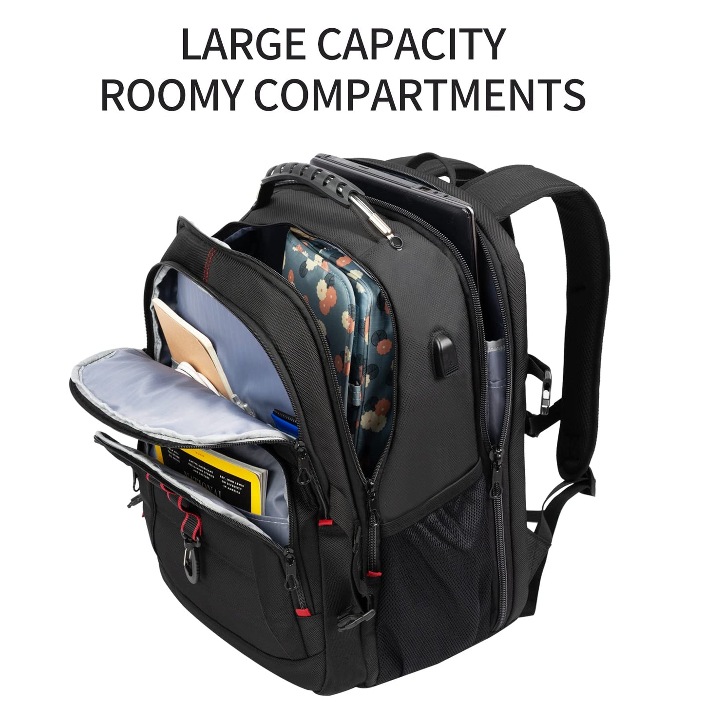 Travel Laptop Backpack 18.4 inch XXXL Computer Backpack Stylish College Backpack with RFID Pockets USB Charging Port REFLECTIVE STRIPS Water-Repellent Day pack for School/Business/Men