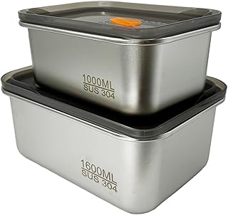 Set of 2 Stainless Steel Food Storage Containers
