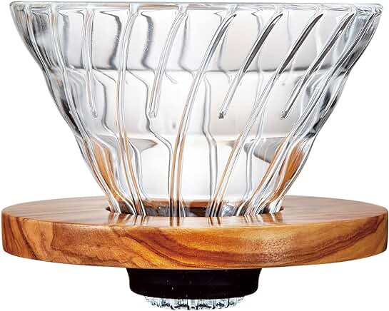 Heat-Resistant Glass Coffee Dripper with Olive Wood