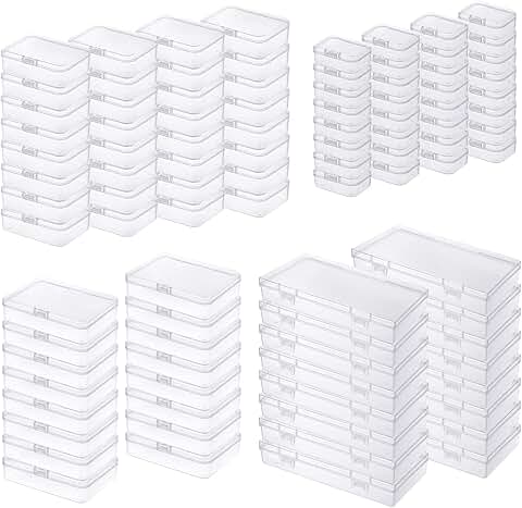 96 Clear Plastic Storage Boxes with Hinged Lids
