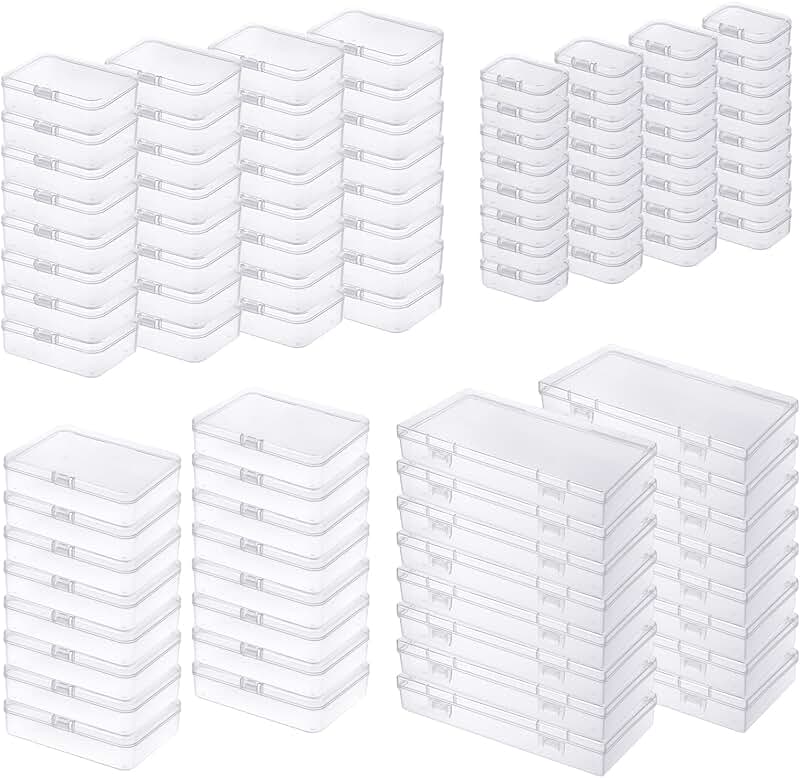 96 Clear Plastic Storage Boxes with Hinged Lids