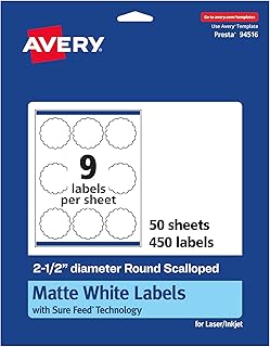 Matte White Round Labels, 2.5" Diameter, 450 Pack