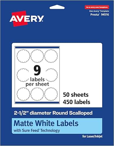 Matte White Round Labels, 2.5" Diameter, 450 Pack