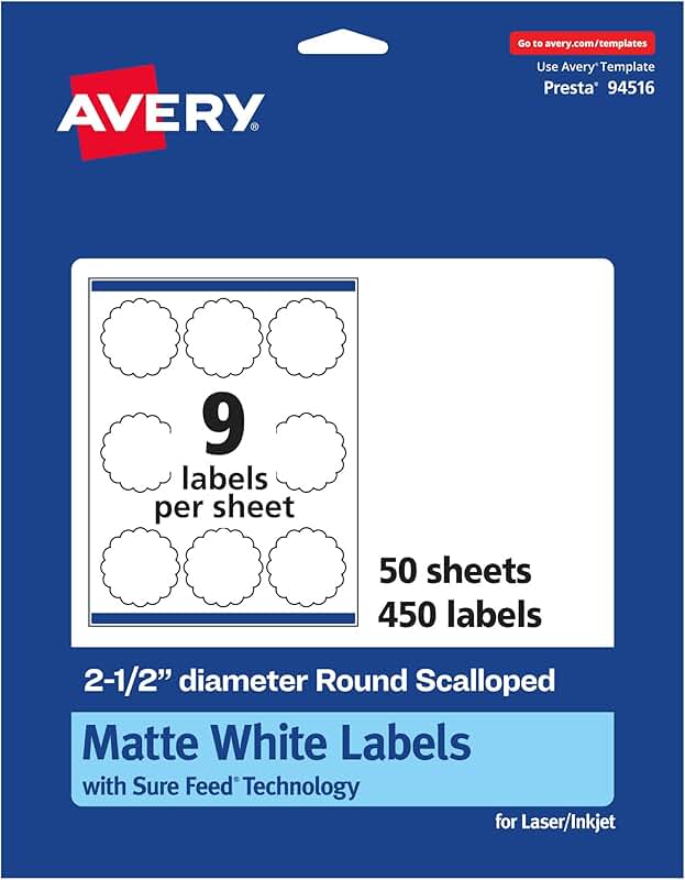 Matte White Round Labels, 2.5" Diameter, 450 Pack