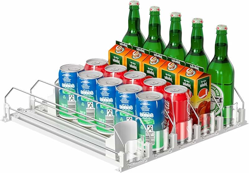 Upgraded Fridge Drink Organizer with Adjustable Width